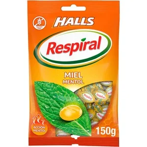 Respiral Caramelos Duros de Miel y Mentol sin Gluten Halls