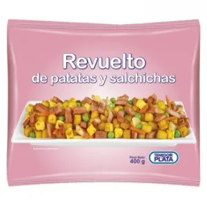 Revuelto de Patatas y Salchichas Tenedor de Plata 400 G.