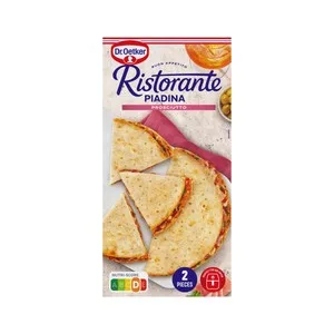 Dr. Oetker Ristorante Piadina (pan Plano) Rellena de Jamón y Mozzarella 2 X 140 G. 280 G