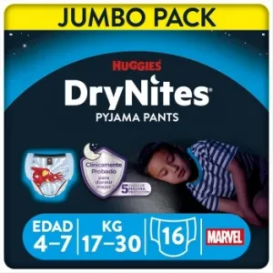Ropa Interior Absorbente Niño Noche Drynites 4-7 Años (17-30 Kg.) 16 Ud.