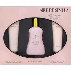 Rosé Estuche con Eau de Toilette Femenina Natural + Body Milk Perfumado Tubo 100 Ml + Gel de Ducha en Crema Perfumado Tubo 100 Ml Aire de Sevilla