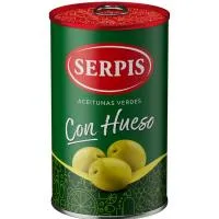 Aceituna Sabor Manzanilla Verde con Hueso Serpis, Lata 160 G
