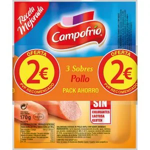 Salchicha de Pollo Sabor Ahumado 3 X 170 Gr