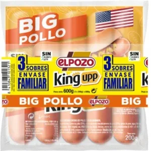 Salchichas BIG Pollo el Pozo sin Gluten Pack de 3 Unidades de 200 G.