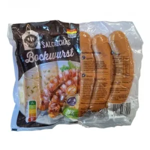 Salchichas Bockwurst Carrefour Original sin Gluten y sin Lactosa 540 G.