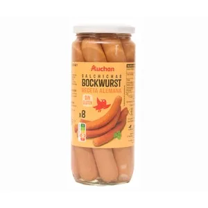 Producto Alcampo Salchichas Bockwurst Cocidas y Ahumadas Producto Alcampo Frasco de 360 G.