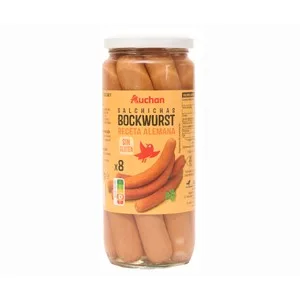 Producto Alcampo Salchichas Bockwurst Cocidas y Ahumadas Producto Alcampo Frasco de 720 G.