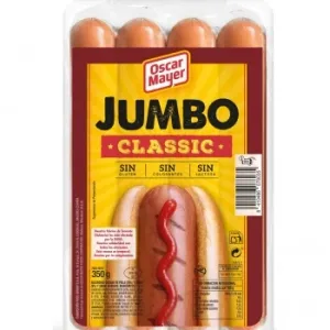 Salchichas Cocidas Jumbo Classic Oscar Mayer sin Gluten sin Lactosa 350 G.