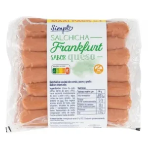 Salchichas Frankfurt Sabor Queso Simpl sin Gluten Pack de 4 Unidades de 140 G.