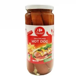 Salchichas Hot Dog Ahumadas y sin Piel Classic Carrefour 300 G.
