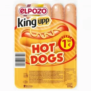 Salchichas Hot Dogs King Upp Elpozo 275 G.