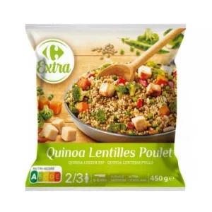 Salteado de Quinoa y Lentejas con Verduras y Pollo Ultracongelado Extra Carrefour 450 G.