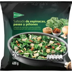 Salteado de Espinacas, Pasas y Piñones  el Corte Ingles 400 G