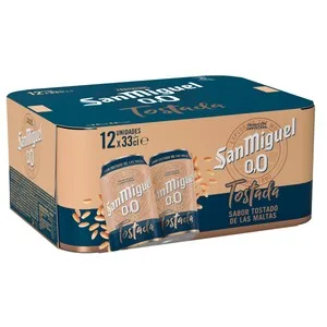 SAN Miguel Cerveza 0,0 % Tostada Pack 12 Latas 33 Cl. 3960 ML