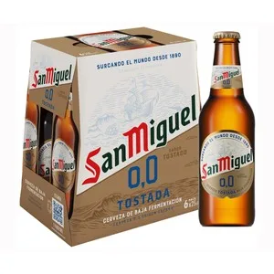SAN Miguel Cerveza 0.0 % Tostado Pack 6 Botellas 25 Cl. 1500 ML