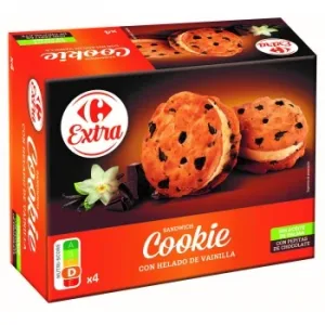 Sándwich Cookie con Helado de Vainilla Carrefour Extra 4 Ud.