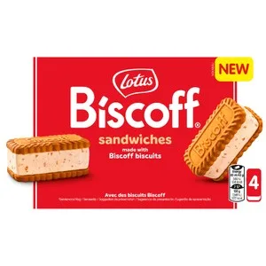 Biscoff Sandwich de Galleta Caramelizada con Helado de Galleta y Trocitos de Galleta Caramelizada 4 X 80 Ml. 320 ML