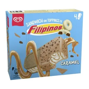 Frigo Sandwich de Helado de Caramelo con Cobertura de Filipinos 4 X 130 Ml. 130 G