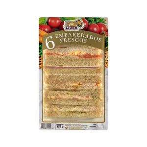 TOP Lider Sandwiches Variados de Pan Blanco sin Corteza TOP Lider 6 Uds. 375 G