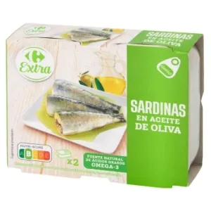 Sardinas en Aceite de Oliva Extra Carrefour Pack de 2 Latas de 88 G.