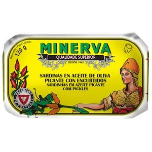 Minerva Sardinas en Aceite de Oliva Picante con Encurtidos 120 G. 85 G