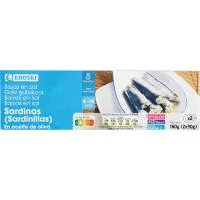 Sardinilla en Aceite de Oliva Baja en Sal Eroski, Pack 2x90 G
