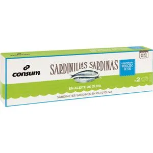 Sardinillas bajo en Sal en Aceite Oliva Pack 2 2 X 65 Gr