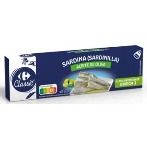 Sardinillas en Aceite de Oliva Classic Carrefour Pack de 2 Unidades de 65 G.