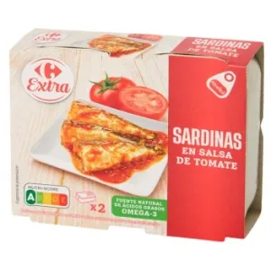 Sasrdinas en Salsa de Tomate Extra Carrefour Pack de 2 Latas de 88 G.