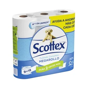 Scottex Megarollo Papel Higiénico que Dura 2 Veces Más 9 Rollos. 9 UD