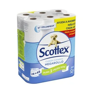 Scottex Megarollo Papel Higiénico que Dura 2 Veces Más, con Textura Onda Suave 24 Rollos. 24 UD