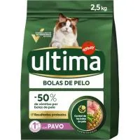 Alimento Seco Control Bolas Pelo para Gato Ultima, Saco 2,5 Kg