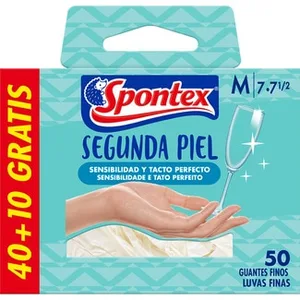 Segunda Piel Guantes Desechables Ultra Finos de Vitrilo Talla M Spontex