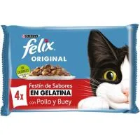Selección de Carnes en Gelatina Félix Original, Pack 4x85 G