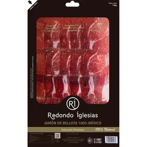 Selección Premium Jamón de Bellota 100% Ibérico en Lonchas sin Gluten sin Lactosa Redondo Iglesias 120 G