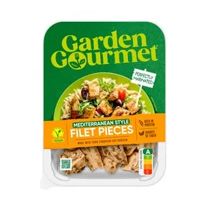 Garden Gourmet Sensational Pieces Especialidad de Vegana a Base de Soja Marinada al Estilo Mediterraneo 160 G.