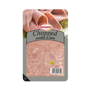 Serrano Chopped Cocido en Lata, Cortado en Lonchas, Elaborado sin Gluten ni Lactosa Serrano 115 G. 90 G
