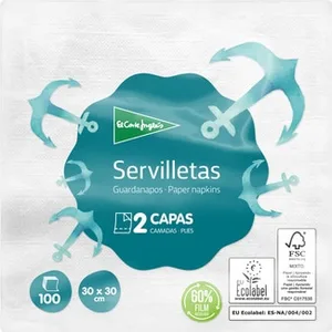 Servilletas Blancas 2 Capas 30x30 Cm  el Corte Ingles 100 Unidades