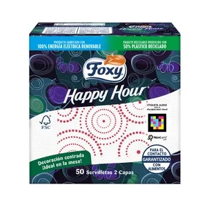 Foxy Servilletas de Papel Desechables Estampado, Happy Hour 60 Uds 2 Capas 50 UD