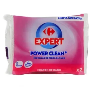 Set 2 Estropajo de Baño de Fibra Carrefour - Blanco