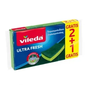 Set 2 Estropajos Fibra con Esponja Antibacterias Vileda Ultra Fresh