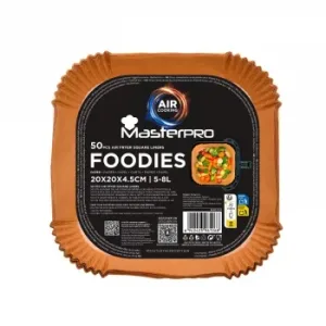 Set 50 Moldes de Papel para Freidora de Aire Cuadrado 20x20x4,5 Cm Masterpro Foodies