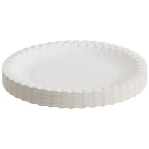 Set de 50 Platos Desechables para Postre Fabricados en Cartón Color Blanco, 17cm., Actuel.