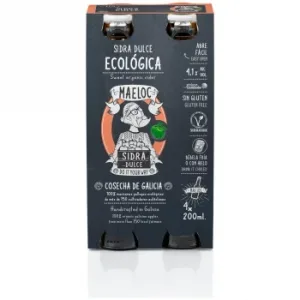 Sidra Ecológica Maeloc Achampanada Dulce sin Gluten Pack de 4 Botellas de 20 Cl.
