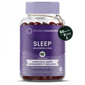 Sleep con Melisa, Valeria y Gaba Sabor Mora Premium Gummies sin Gluten y sin Lactosa 60 Ud.