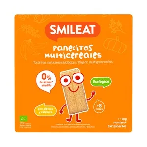 Smileat Panecitos Multicereales con Plátano y Calabaza, Ecológicos, a Partir de 8 Meses 60 G.