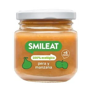 Smileat Tarrito de Fruta 100% Ecológica (pera y Manzana), a Partir de 6 Meses 130 G.