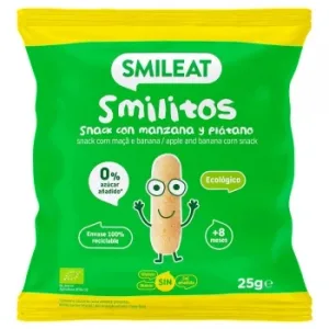 Snack con Manzana y Plátano Ecológico Smileat sin Gluten 25 G.