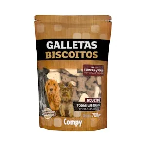 Snack Galletas Perro Adulto con Pollo y Ternera Compy Razas Pequeñas y Medianas 0.35 KG