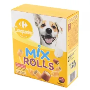 Snack Galletas Rellenas para Perro Mix Rolls Carrefour Companino 900 G